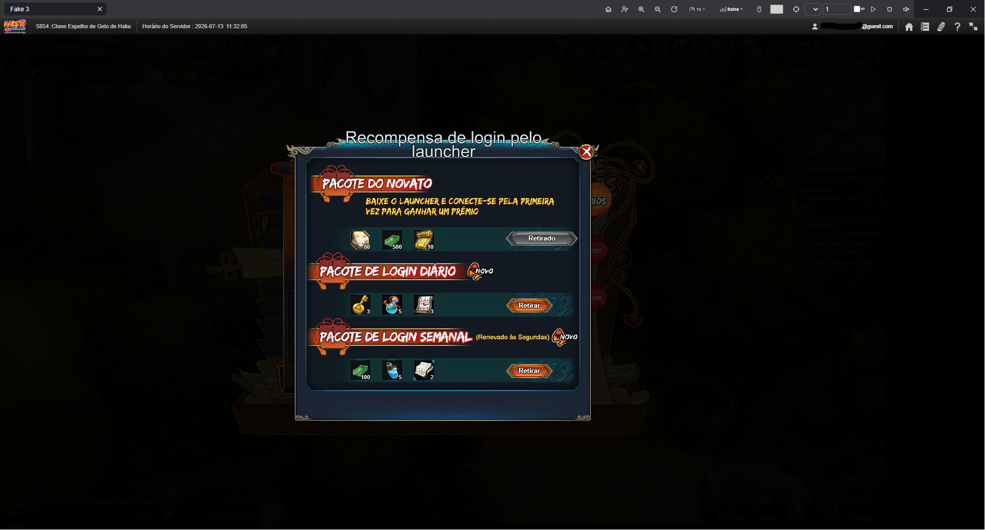 Controle de recompensas no Konoha Launcher